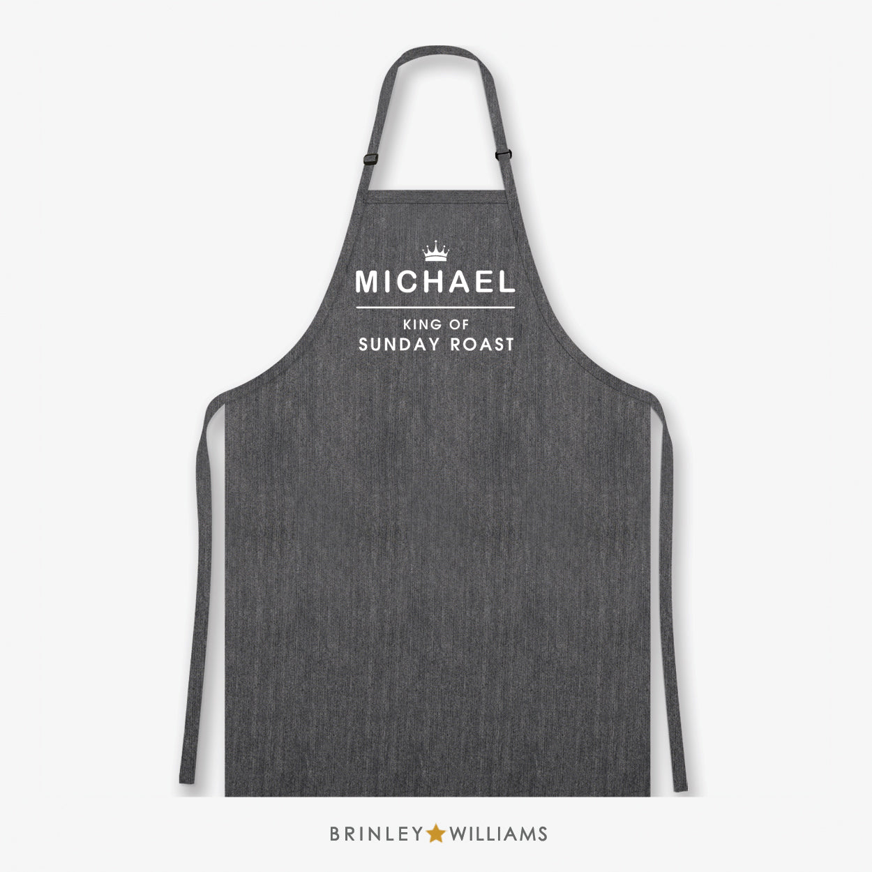King of Sunday Roast Denim Apron - Personalised - Zoom