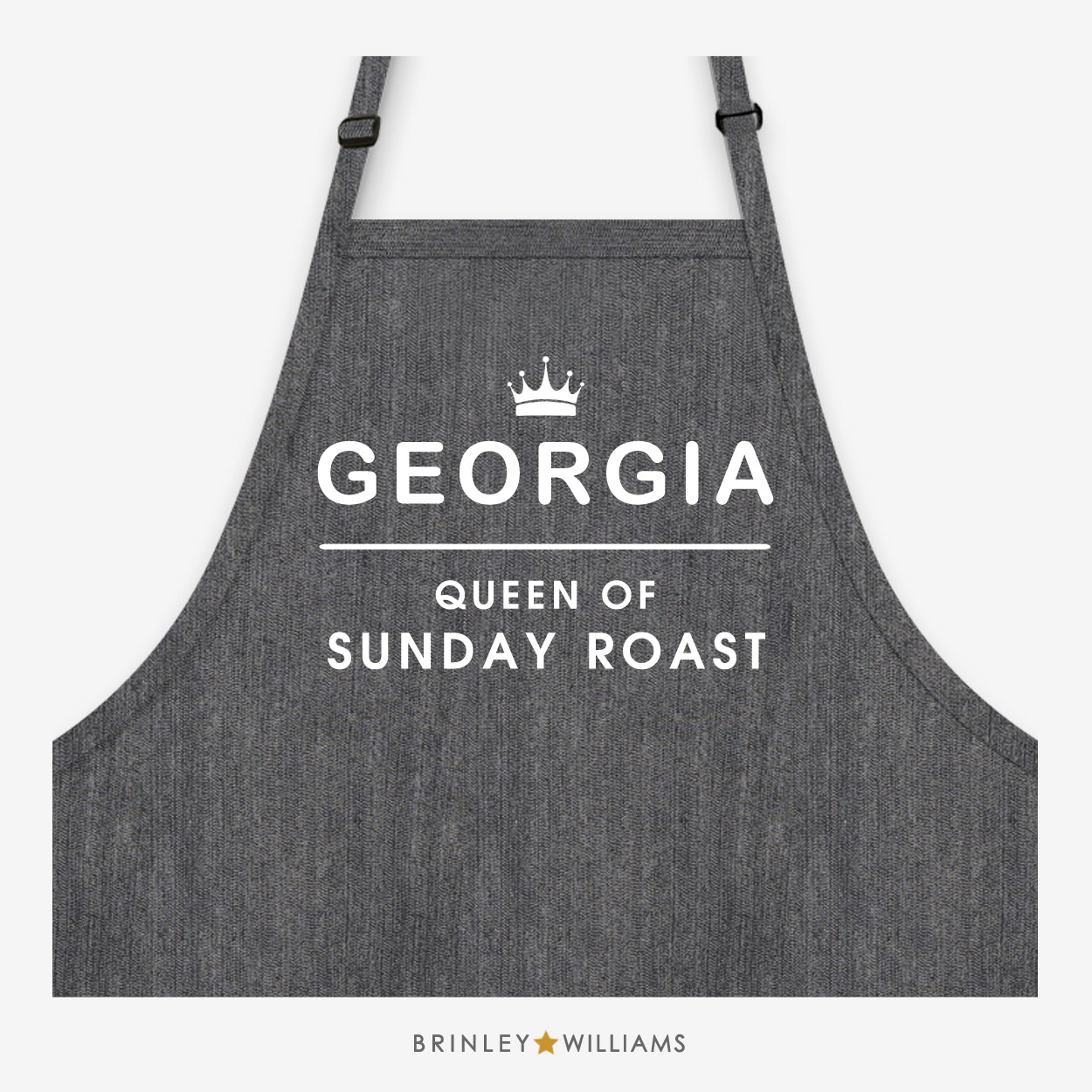 Queen of Sunday Roast Denim Apron - Personalised - BlackDenim