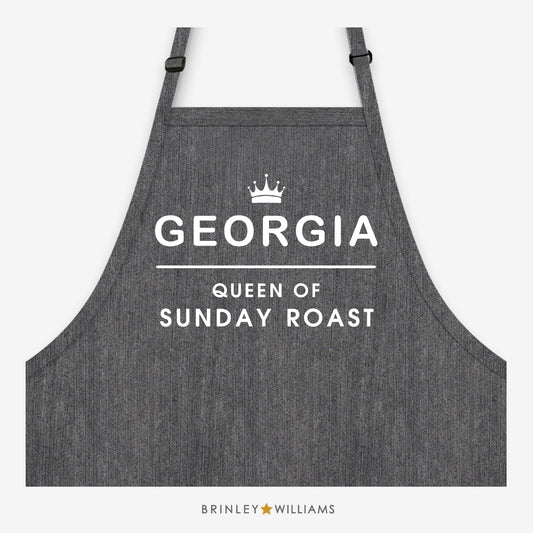 Queen of Sunday Roast Denim Apron - Personalised -  BlackDenim