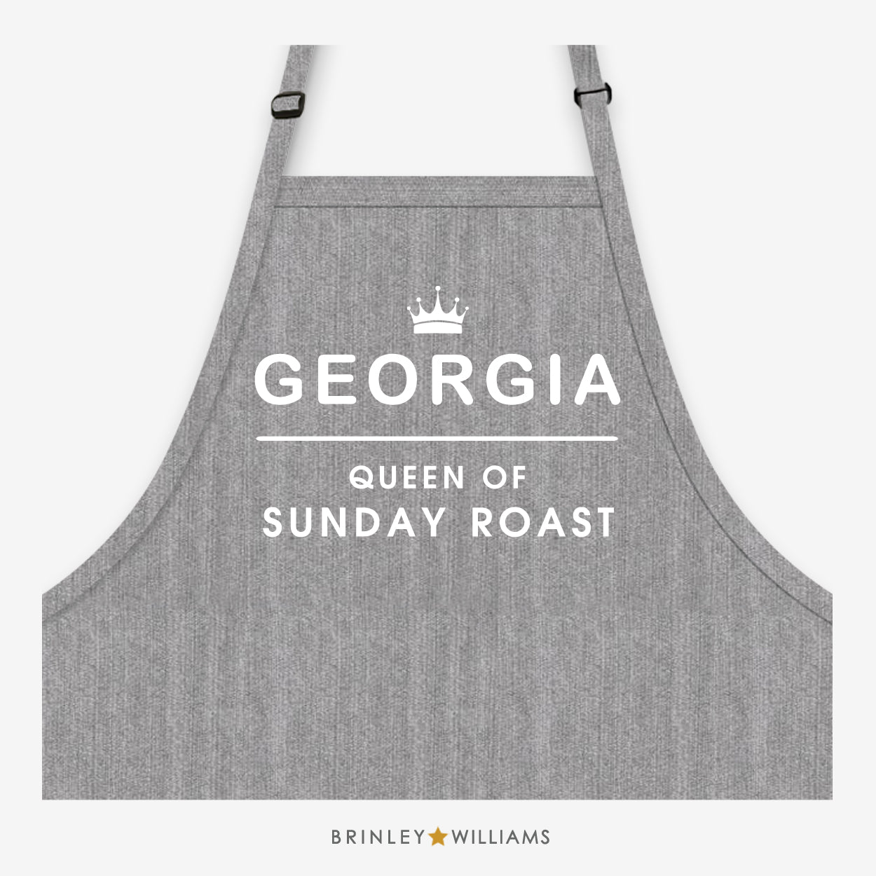 Queen of Sunday Roast Denim Apron - Personalised - Grey Denim
