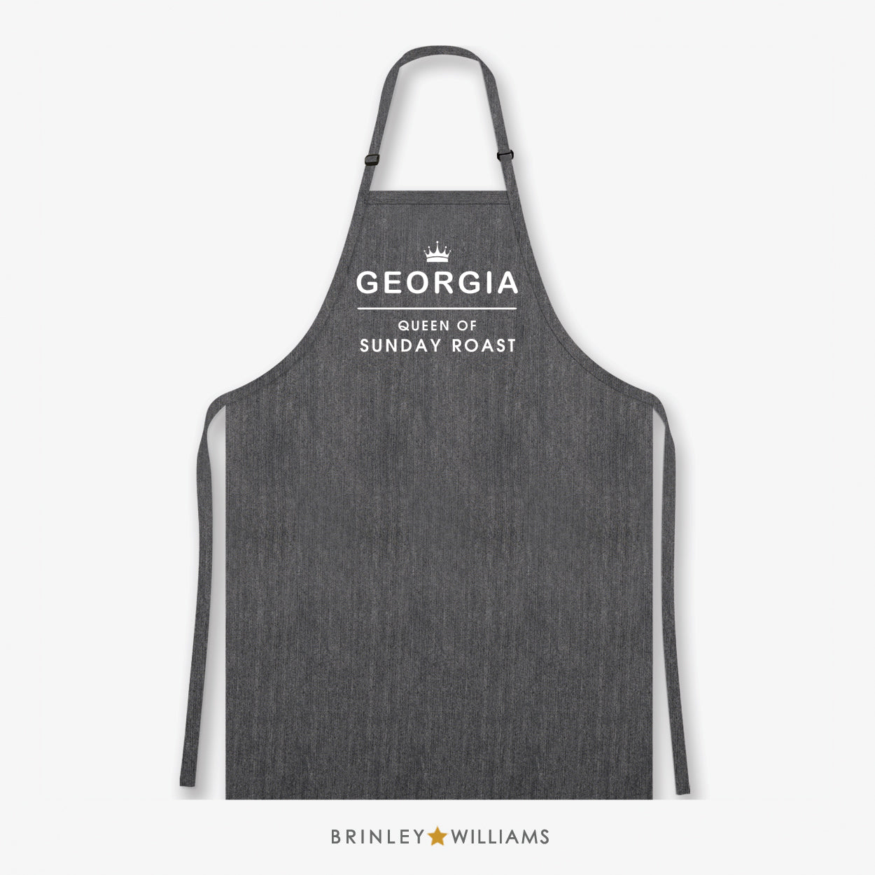 Queen of Sunday Roast Denim Apron - Personalised - Zoom
