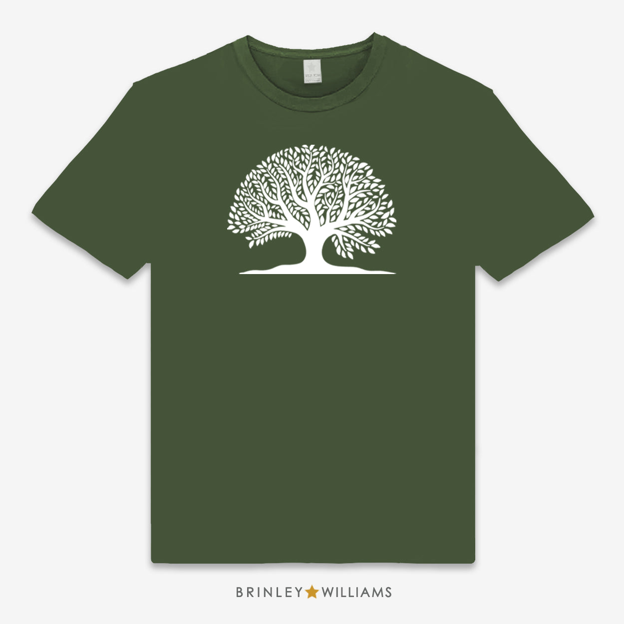 Green Unisex T-shirt with a white tree of life design