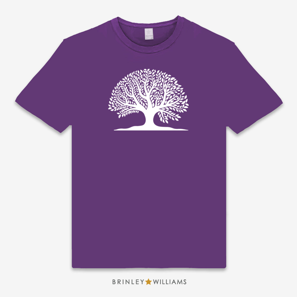 Purple Unisex T-shirt with a white tree of life design