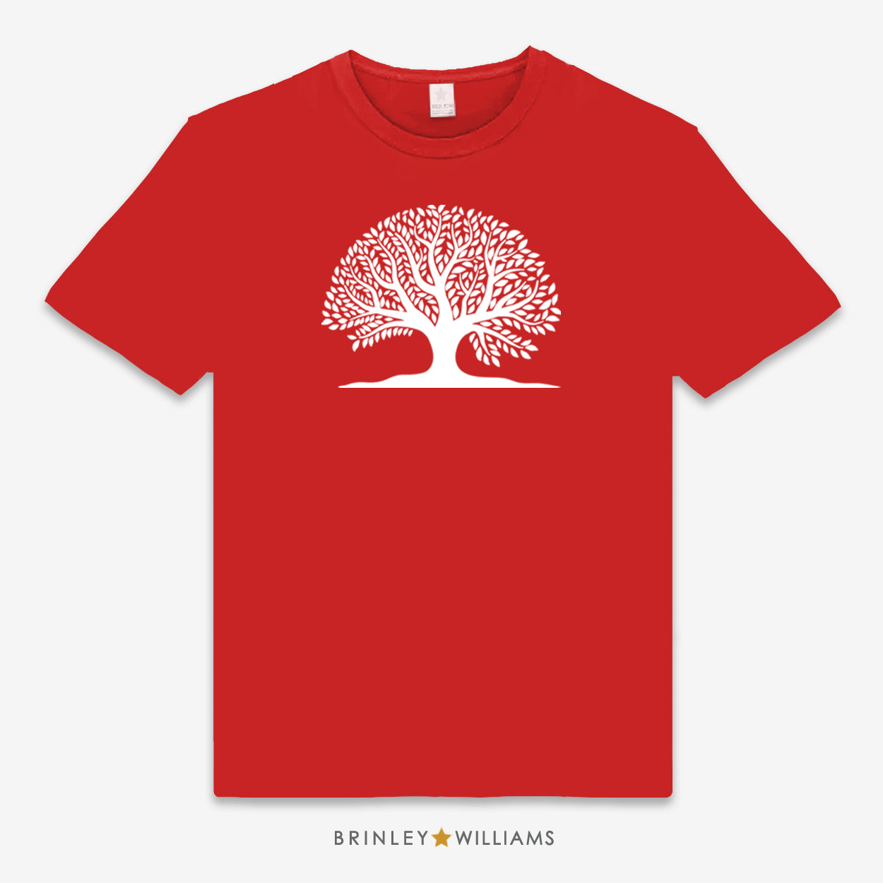 Red Unisex T-shirt with a white tree of life design