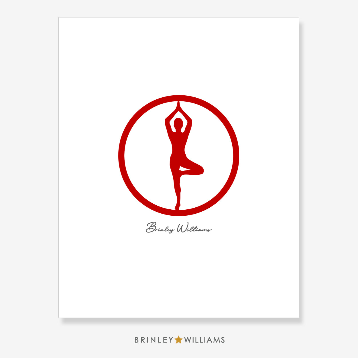 Tree Pose Vrksasana Wall Art Poster - Red