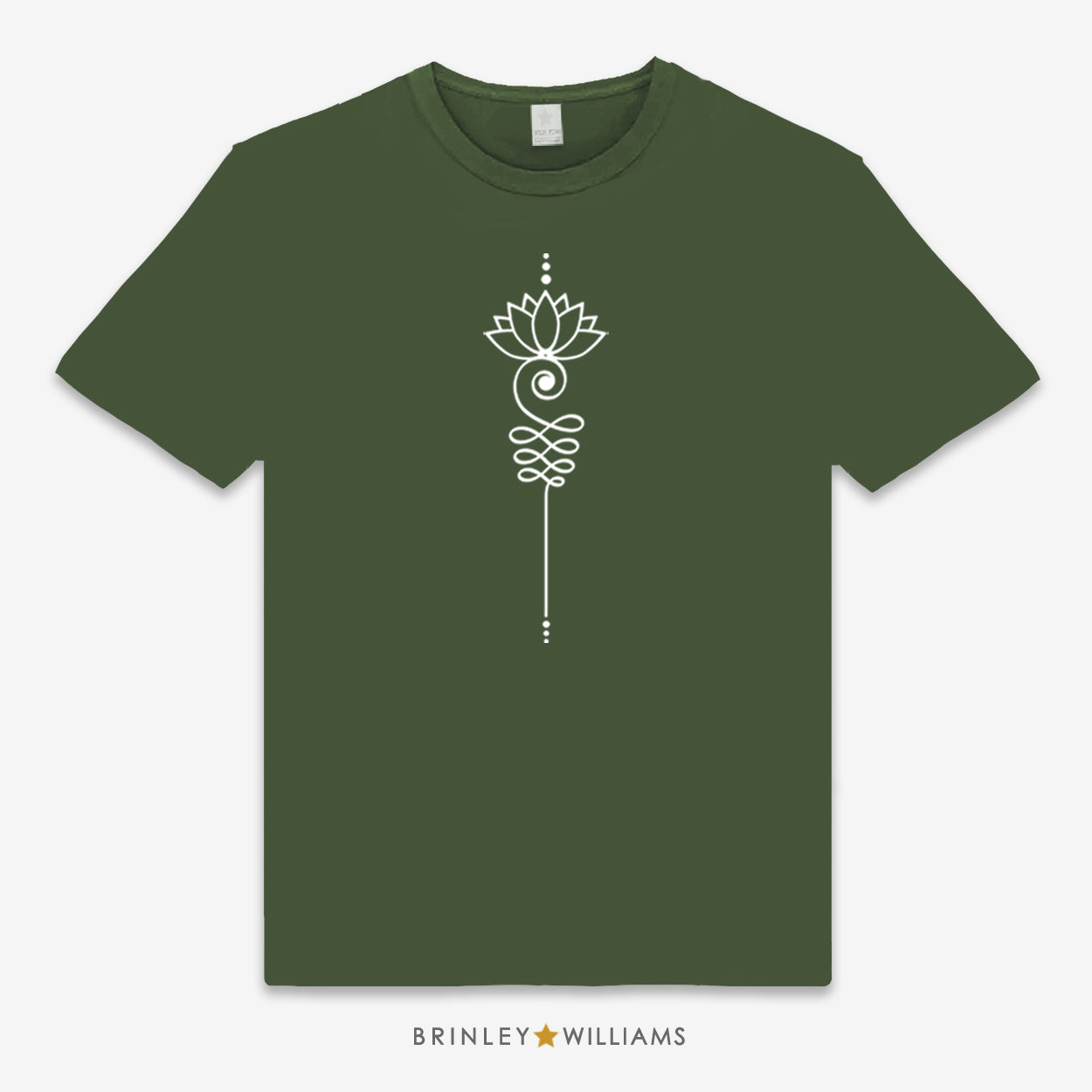 White Unalome  design  on a Military Green Unisex Classic T-shirt