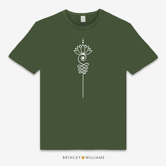 White Unalome  design  on a Military Green Unisex Classic T-shirt