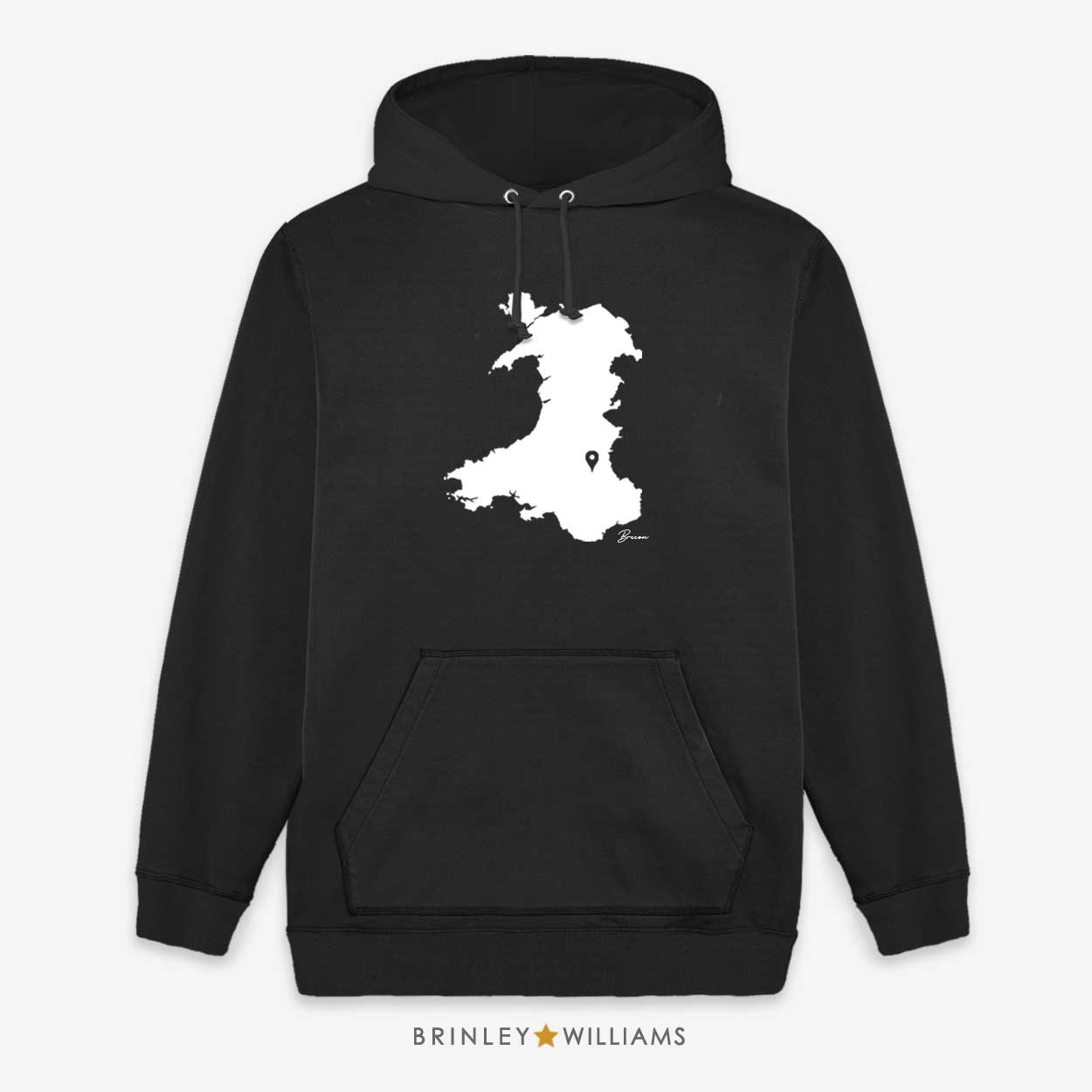 Wales Map Personalised Pin Location Unisex Hoodie - Black