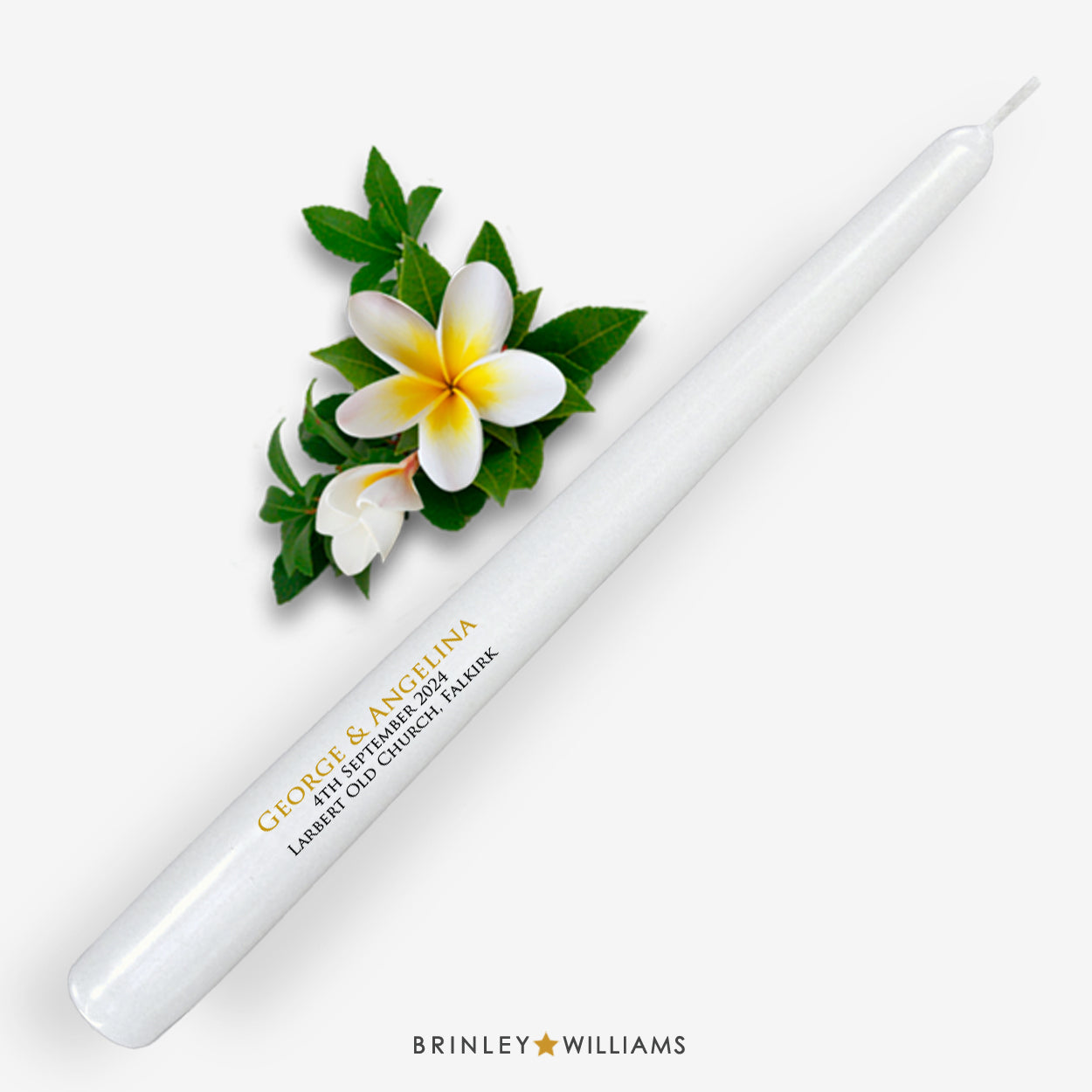 Personalised Wedding Favour Taper Candle - Bronze