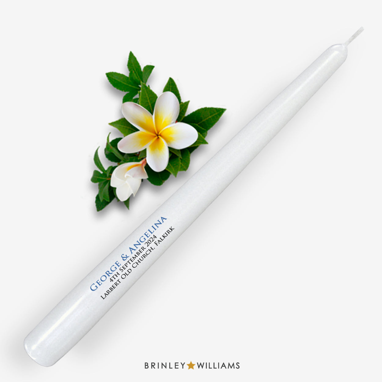 Personalised Wedding Favour Taper Candle - Sky Blue