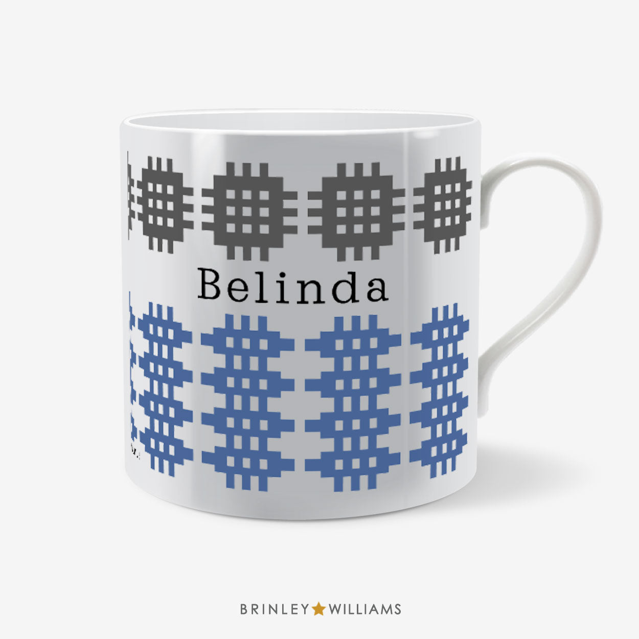 Welsh Blanket Pattern Mug - Personalised - Blue