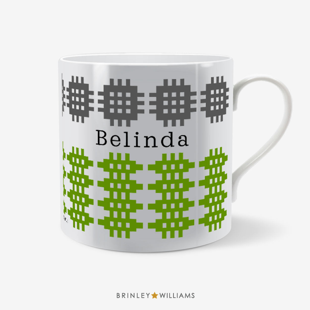Welsh Blanket Pattern Mug - Personalised - Green