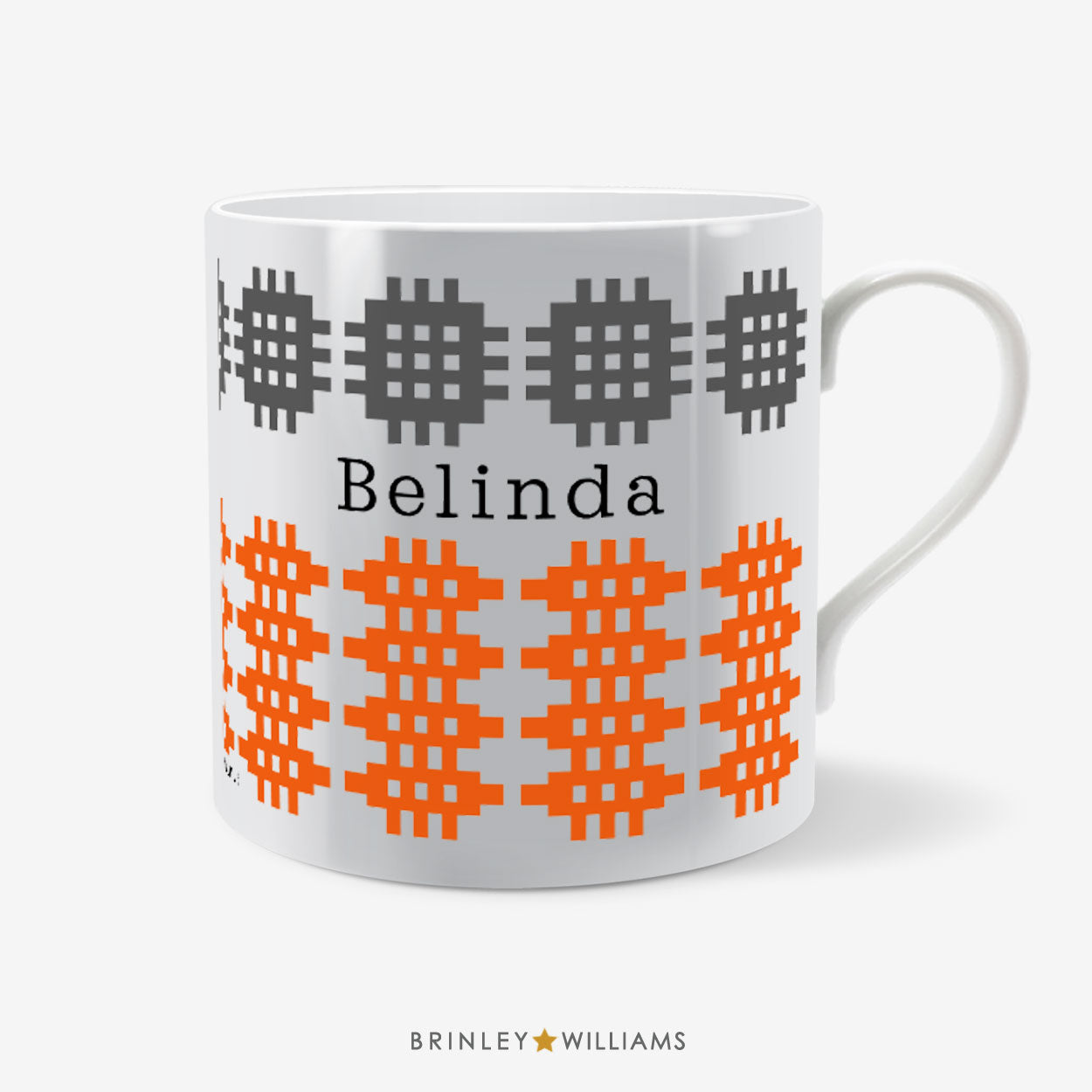 Welsh Blanket Pattern Mug - Personalised - Orange