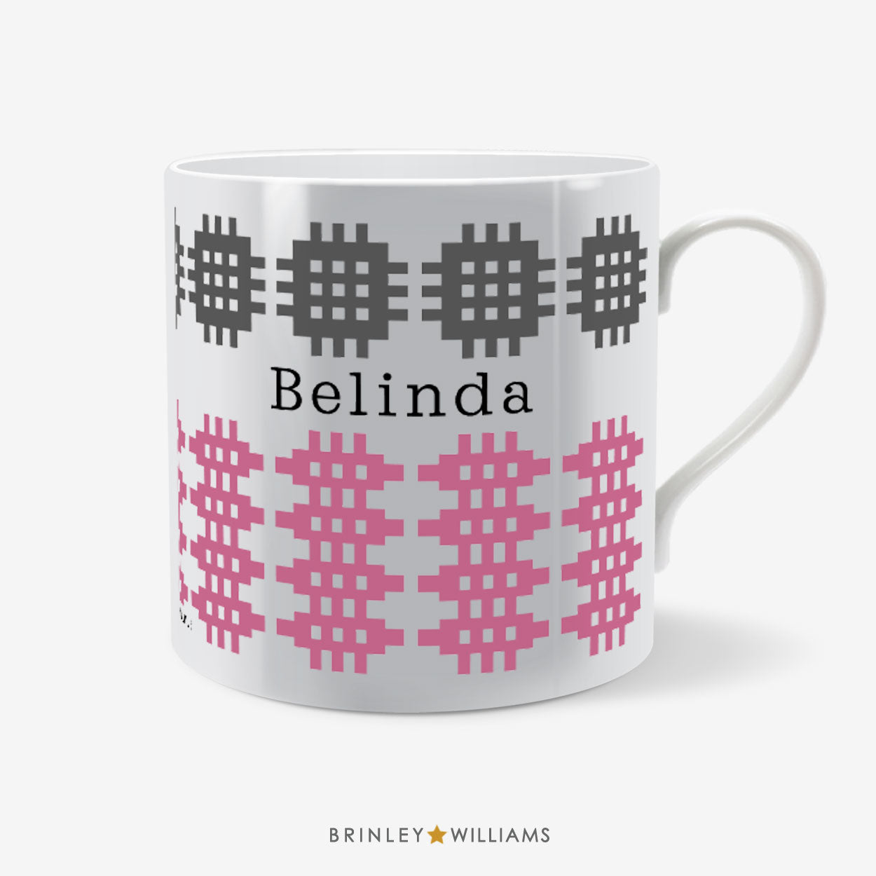 Welsh Blanket Pattern Mug - Personalised - Pink