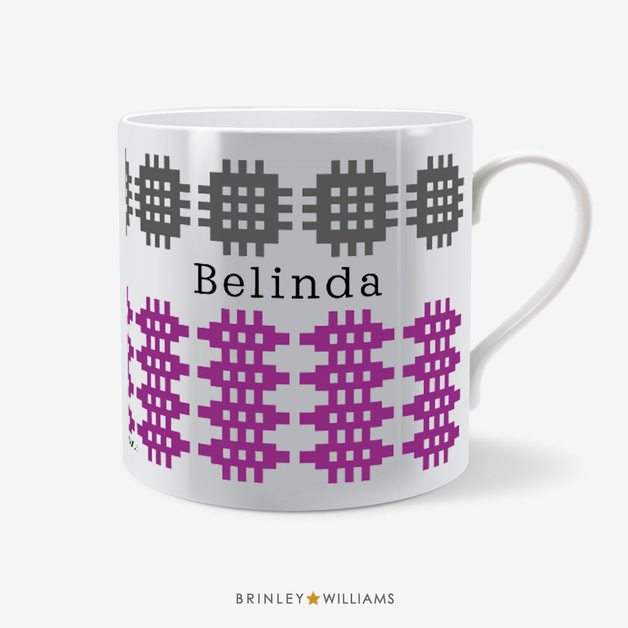 Welsh Blanket Pattern Mug - Personalised - Purple