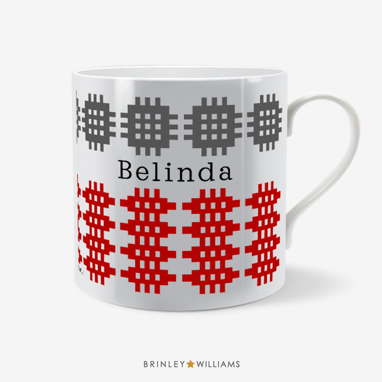Welsh Blanket Pattern Mug - Personalised - Red