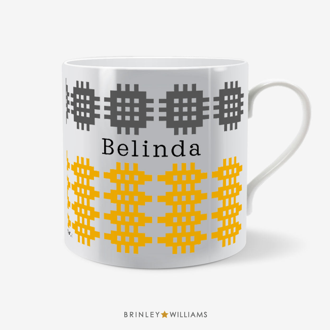 Welsh Blanket Pattern Mug - Personalised - Yellow