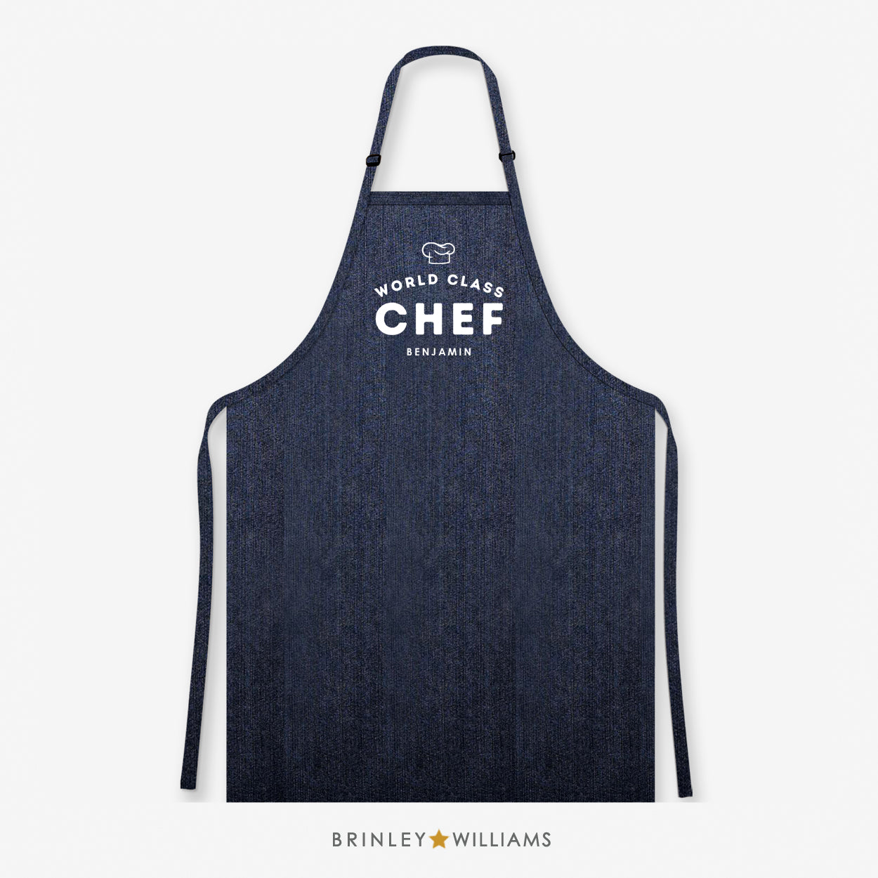 World Class Chef Personalised Indigo Denim Apron - Zoom out