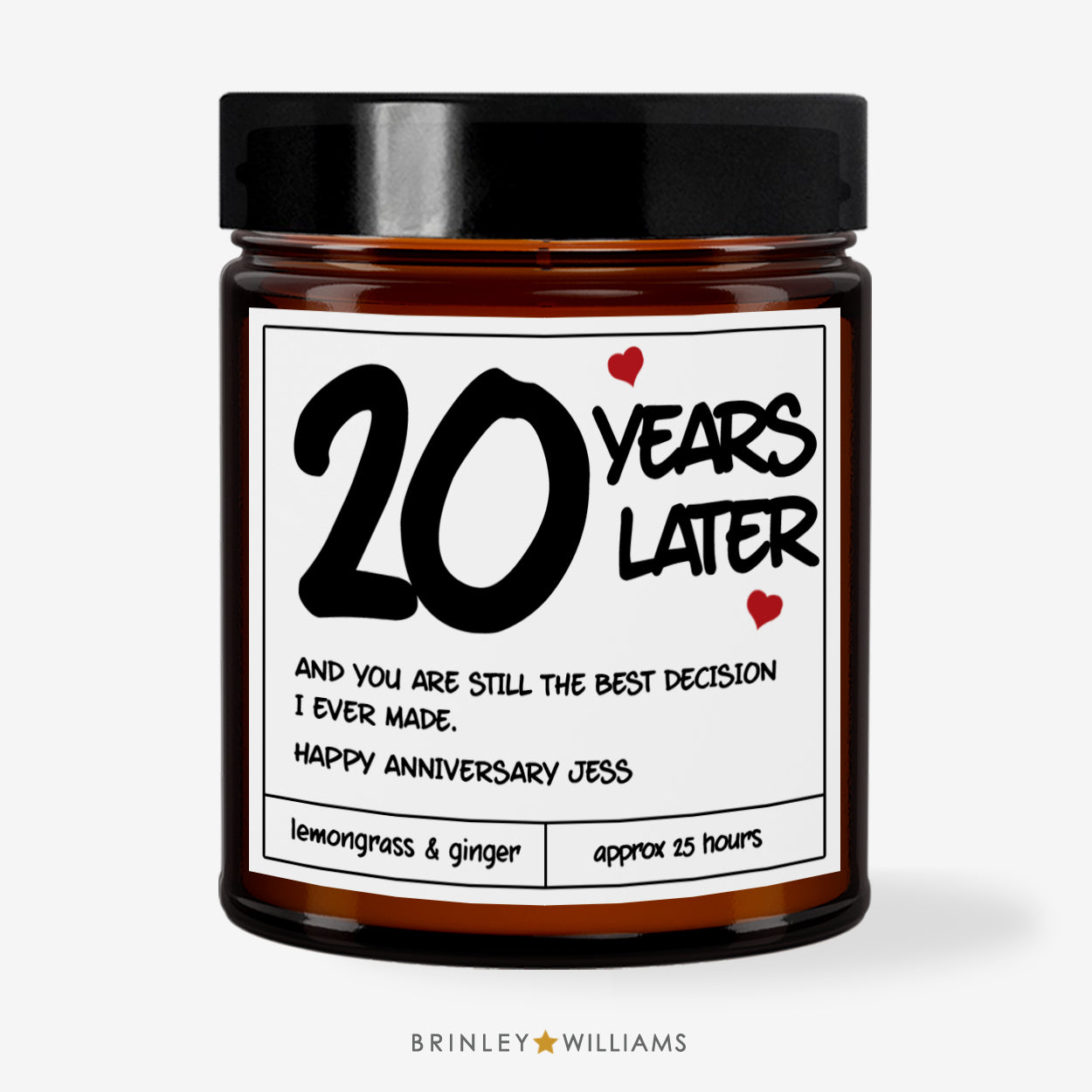 Years Married Scented Jar Anniversary Candle - Personalised -White with Bakelite lid