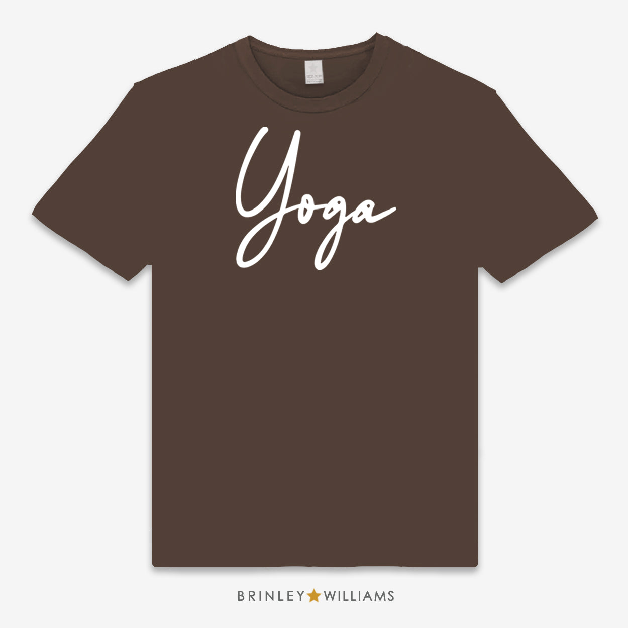 Yoga Script Unisex Classic Yoga T-shirt - Chocolate Brown