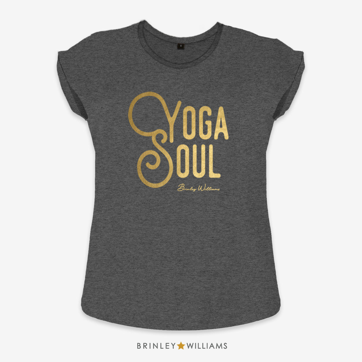 Yoga Soul Rolled Sleeve T-shirt - Charcoal