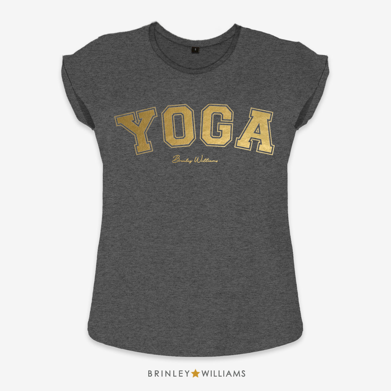 Yoga Varsity Rolled Sleeve T-shirt - Charcoal