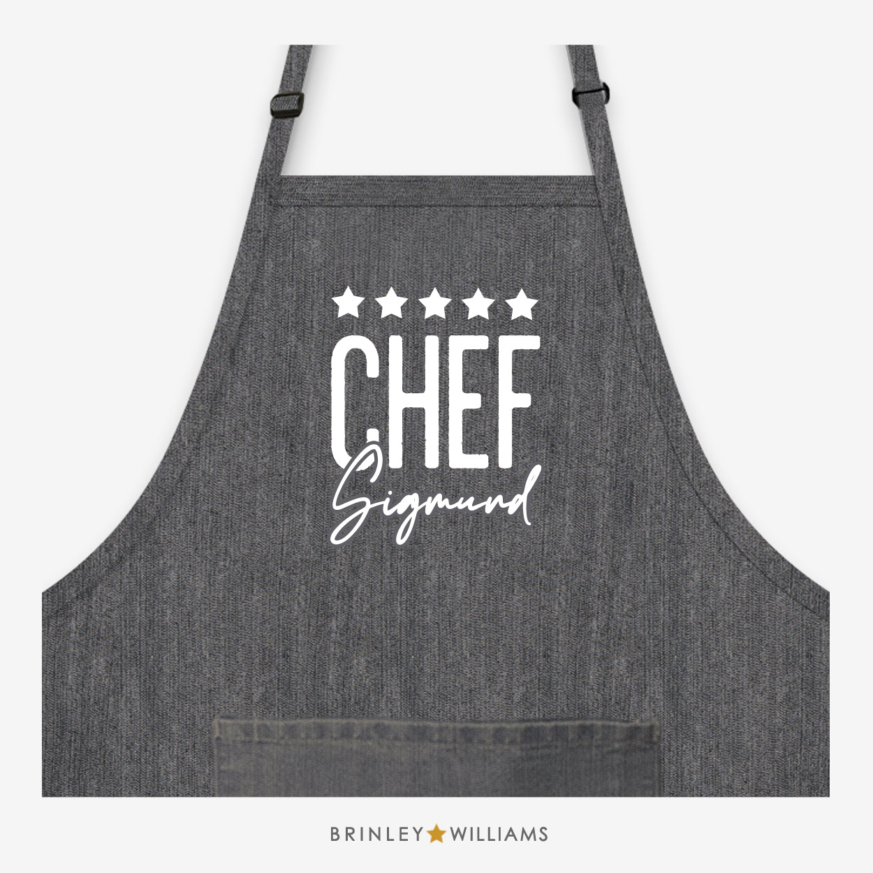 5 Star Chef Personalised Black Denim Apron