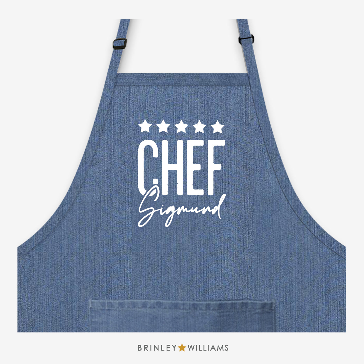 5 Star Chef Personalised Blue Denim Apron
