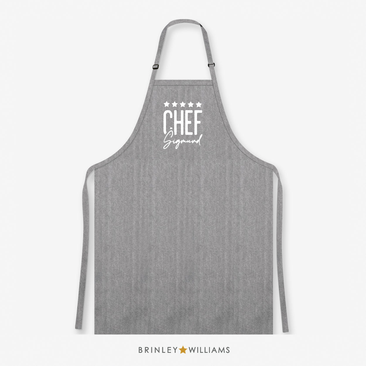 5 Star Chef Personalised Grey Denim Apron - Zoom Out