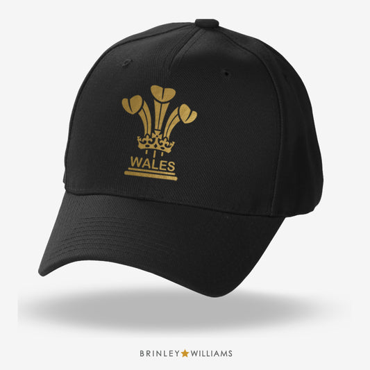Adult 3 Feathers Wales Cap - Black Gold