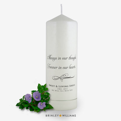 Always in our Thoughts Personalised Memorial Candle - Charcoal