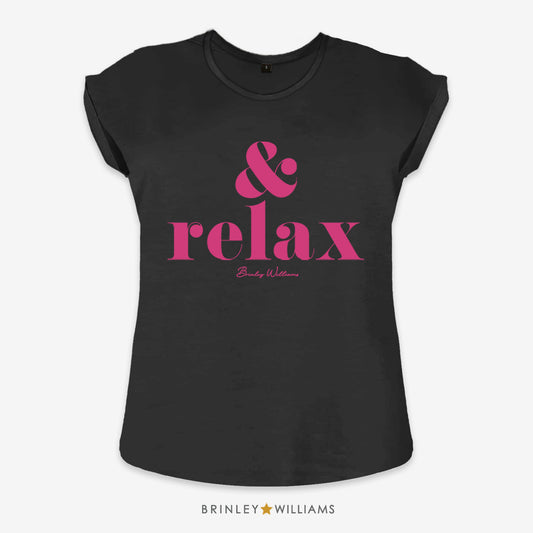 & Relax Rolled Sleeve T-shirt - Black