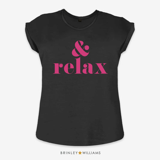 & Relax Rolled Sleeve T-shirt - Black