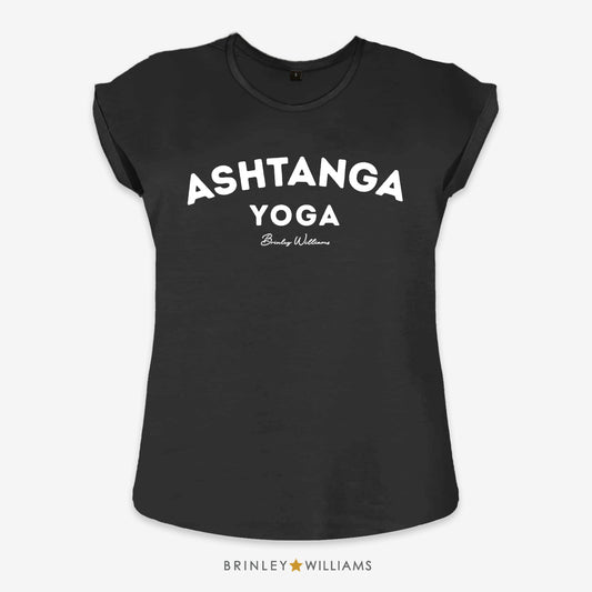 Ashtanga Yoga Rolled Sleeve T-shirt - Black