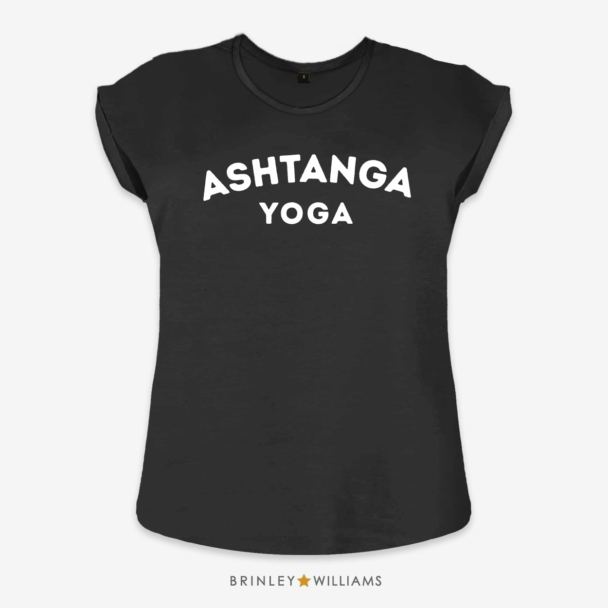 Ashtanga Yoga Rolled Sleeve T-shirt - Black