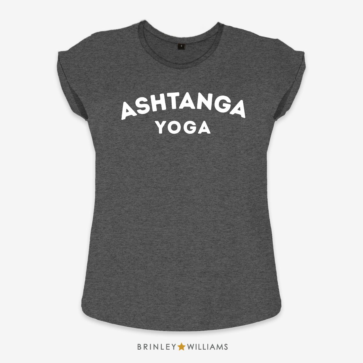 Ashtanga Yoga Rolled Sleeve T-shirt - Charcoal Grey