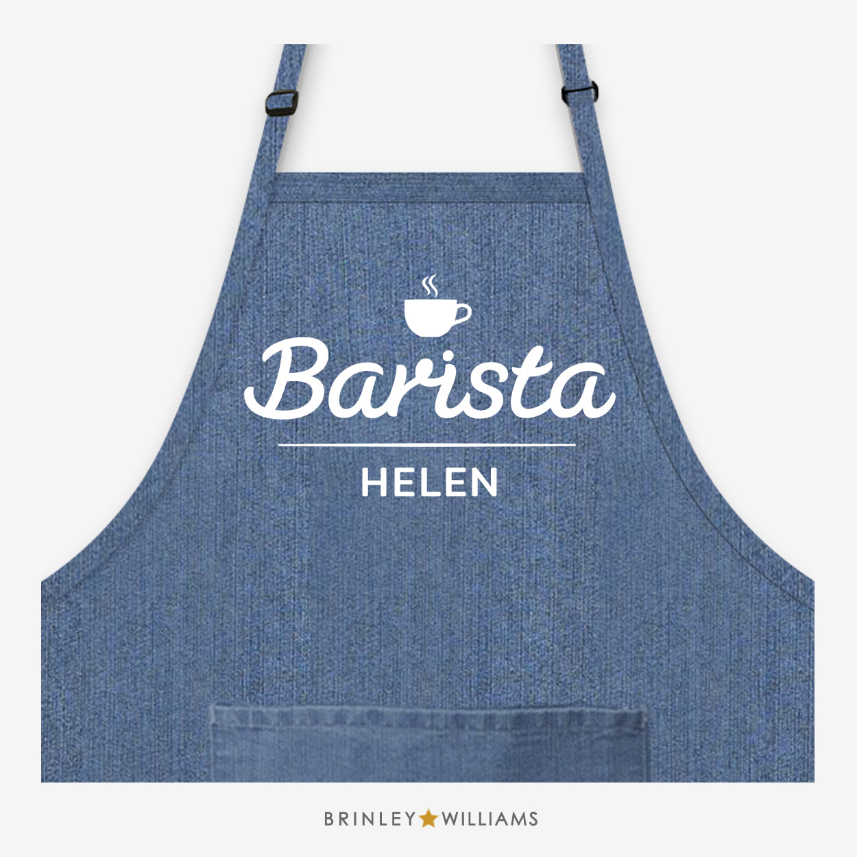Personalised Barista Denim Apron - Blue