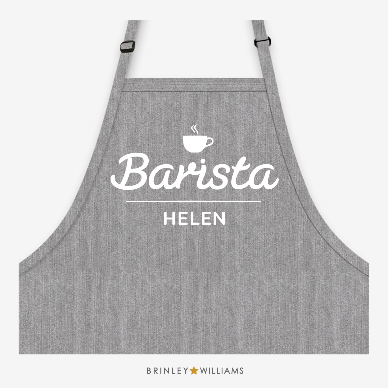 Personalised Barista Denim Apron - Grey