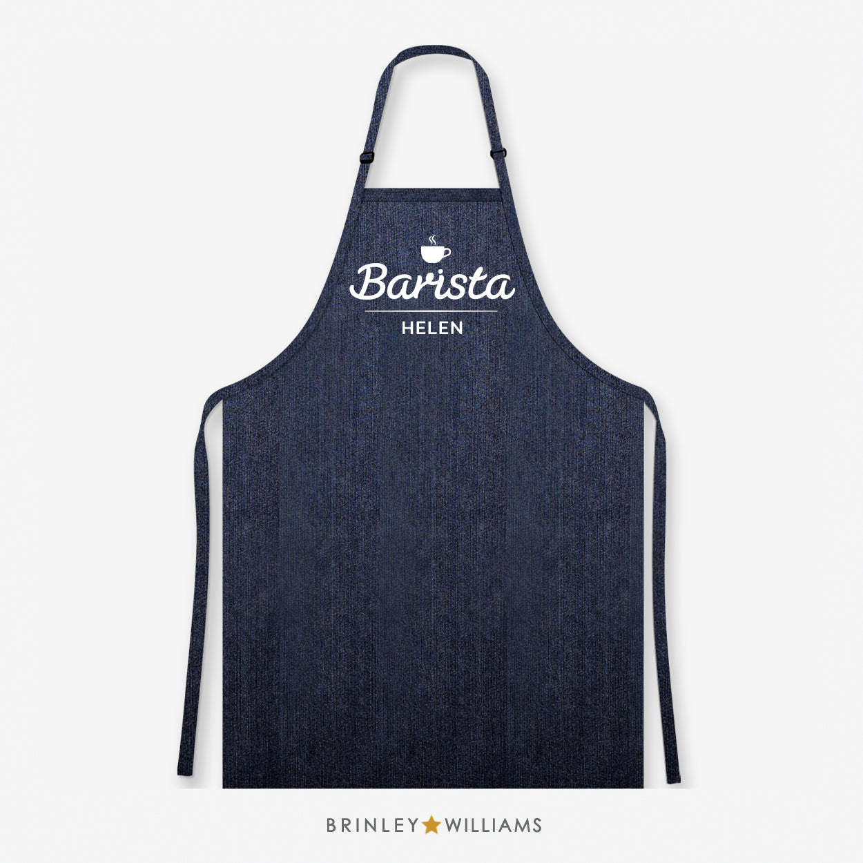 Personalised Barista Denim Apron - Indigo Zoom