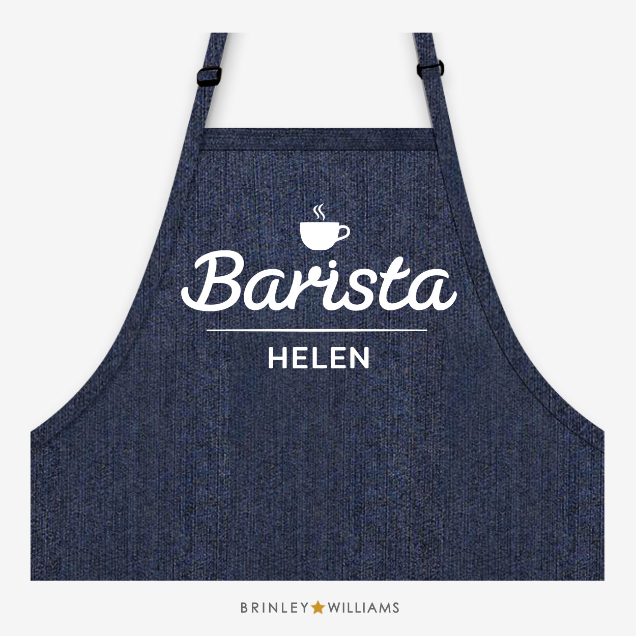 Personalised Barista Denim Apron - Indigo