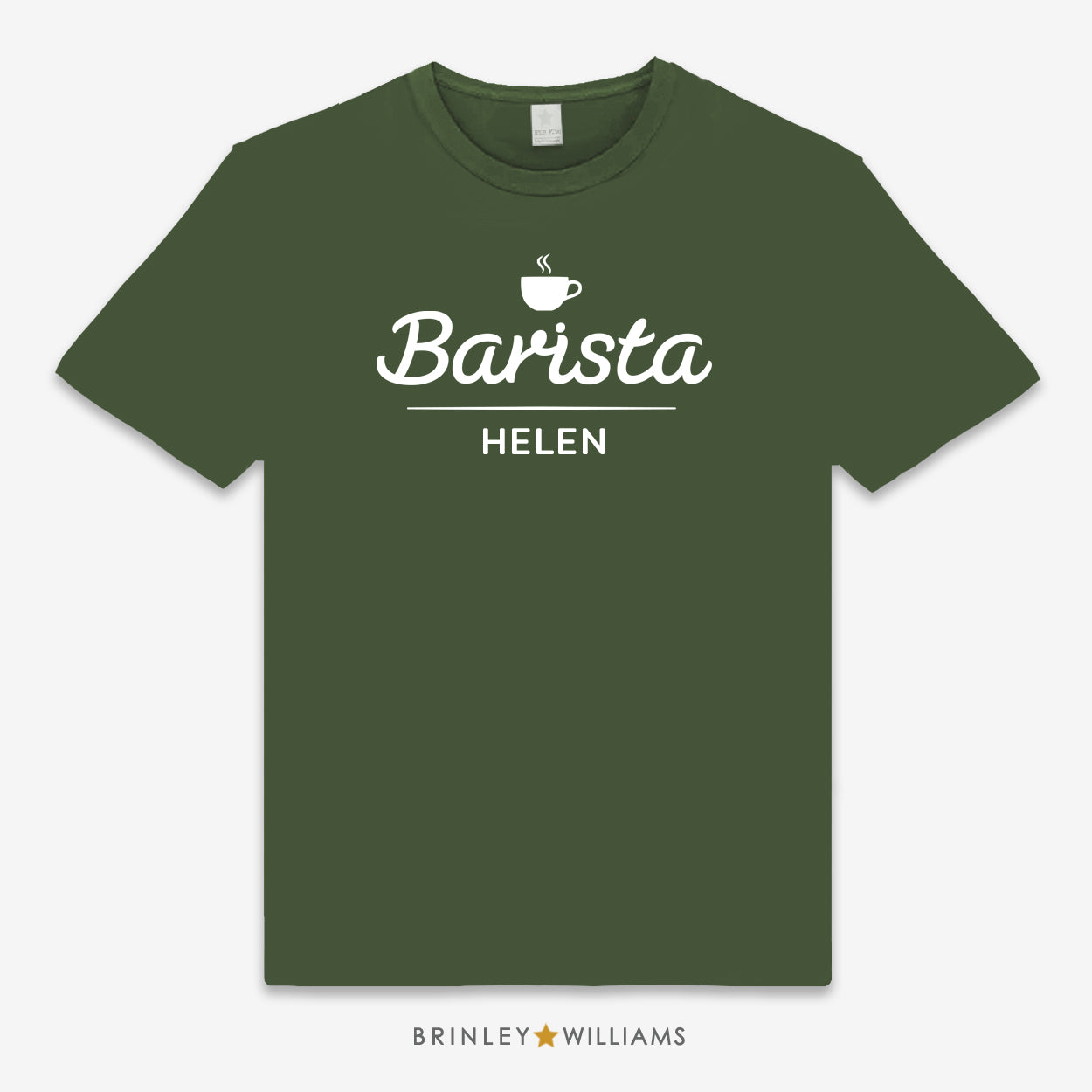 Barista Unisex Personalised T-shirt  - Military Green