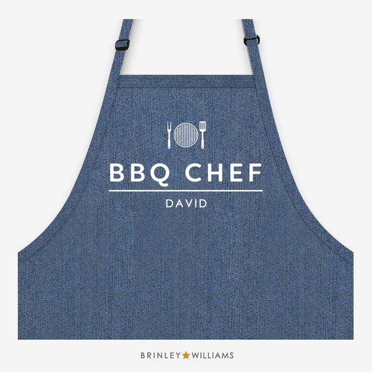 BBQ Chef Apron - Personalised - Indigo Blue Denim