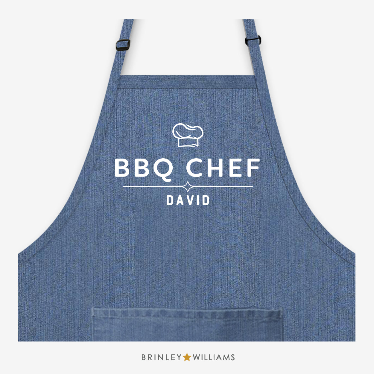 Personalised BBQ Chef Denim Apron - Blue 