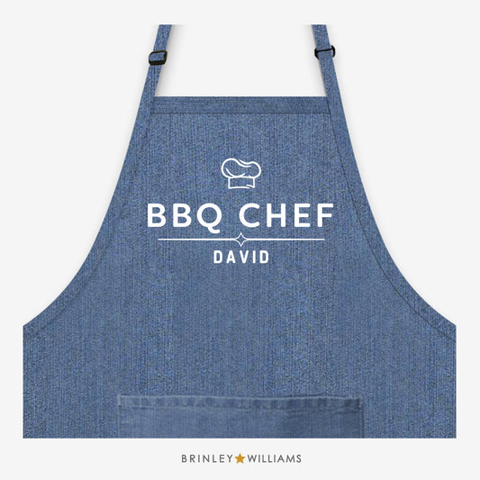 Personalised BBQ Chef Denim Apron - Blue 