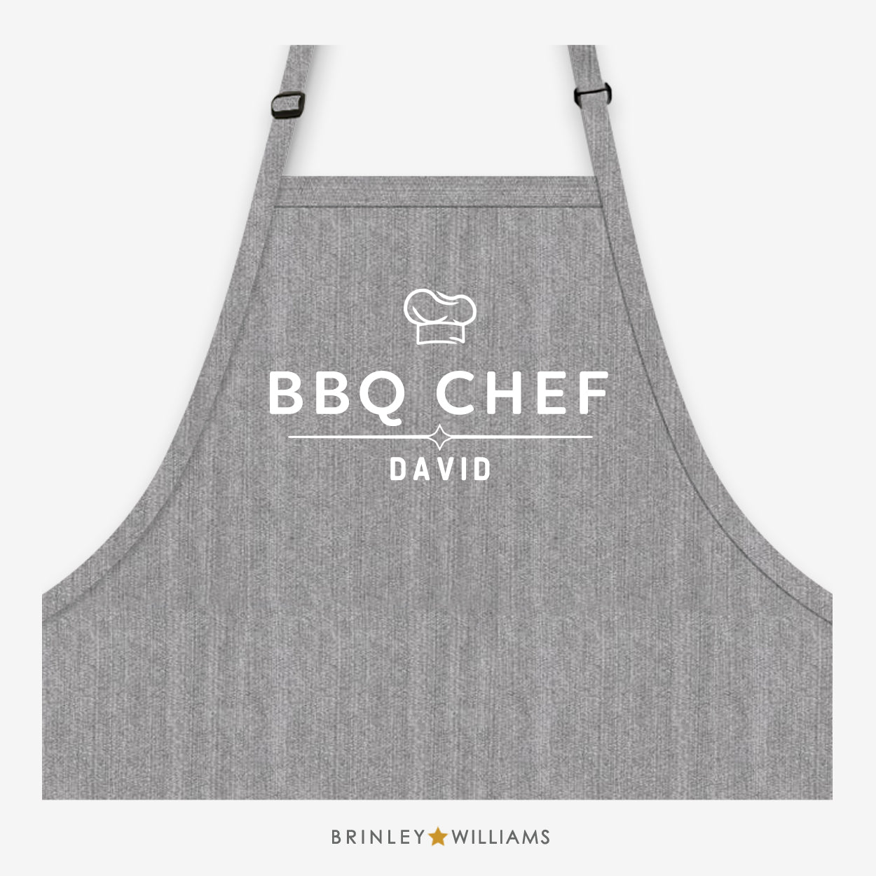 Personalised BBQ Chef Denim Apron - Grey