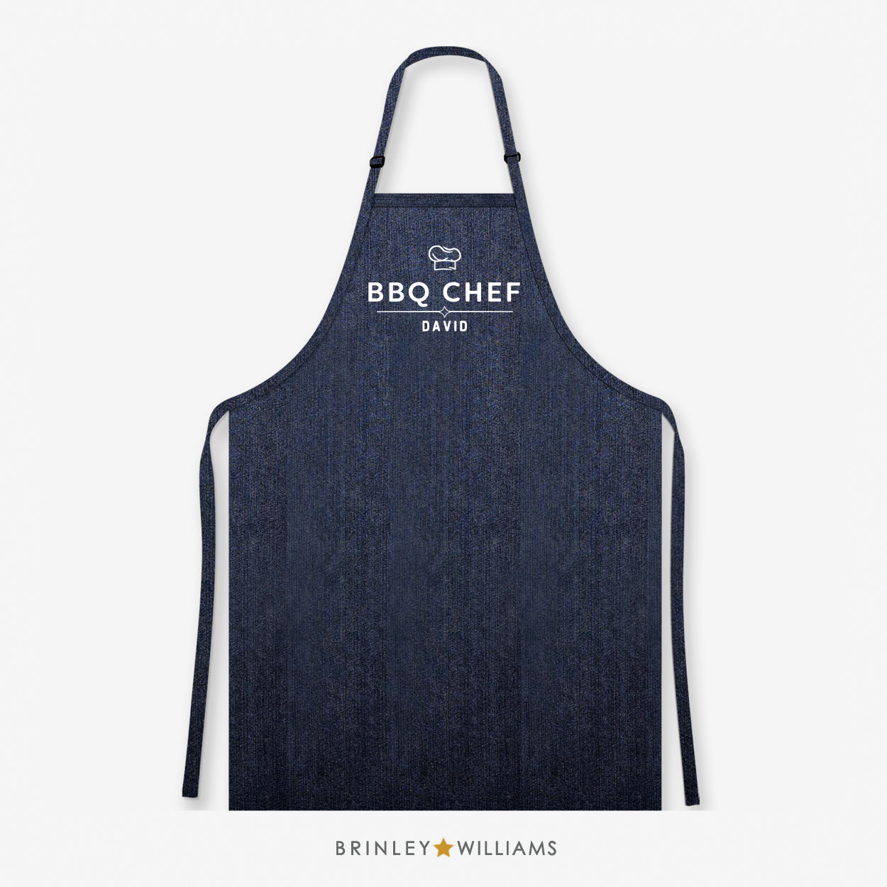 Personalised BBQ Chef Denim Apron - Indigo Zoom