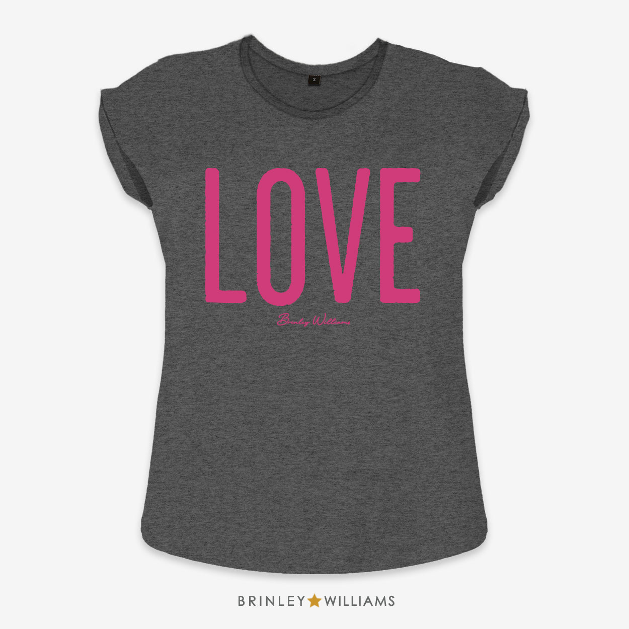 Big Love Rolled Sleeve T-shirt - Charcoal