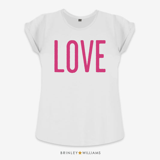 Big Love Rolled Sleeve T-shirt - White