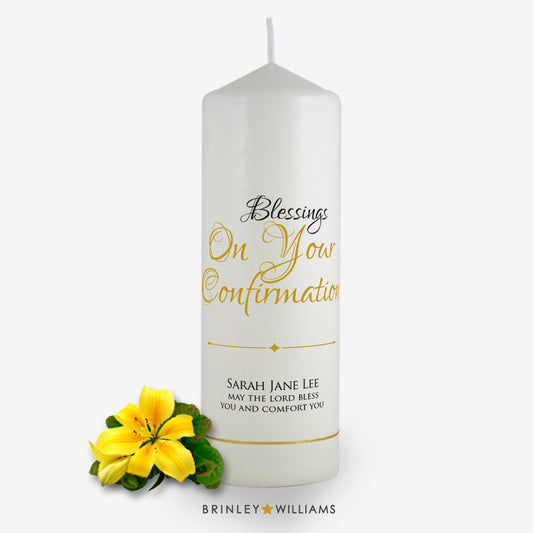 Blessings on Your Confirmation Personalised  Candle - Bronze