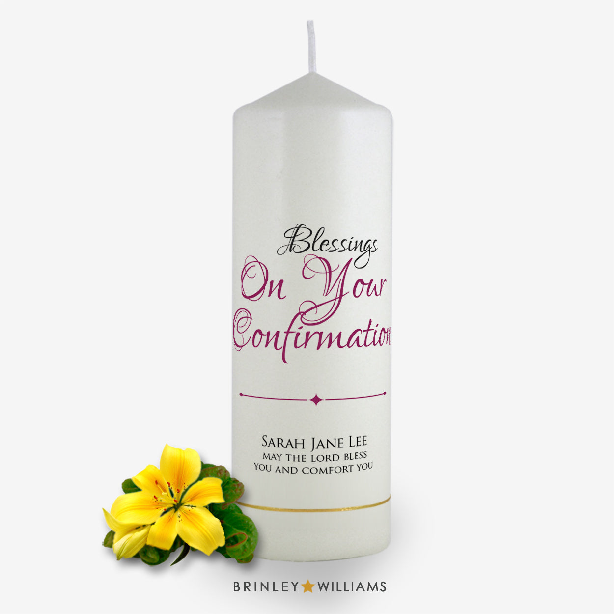 Blessings on Your Confirmation Personalised  Candle - Burgundy